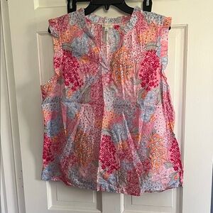 Talbots Pink Multi Floral Sleeveless V-Neck Camisole